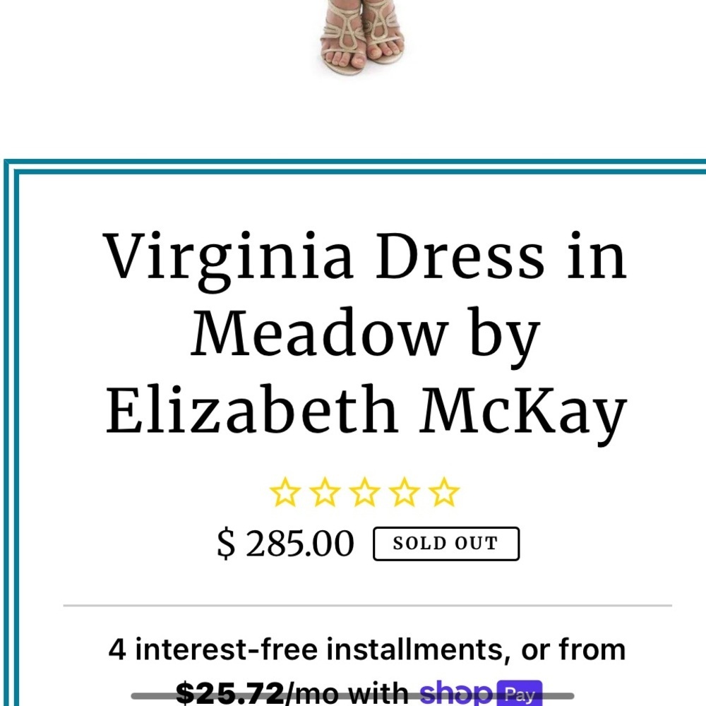 Elizabeth McKay Virginia Dress in Meadow. Women’s size 6 - Picture 8 of 8